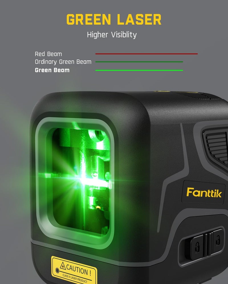 Fanttik D2 Pocket Green Laser Level, 100 ft Self-Leveling Cross Line Laser, Type-C Rechargeable, Rotatable 360 Degree, Pulse Mode, Magnetic Bracket, Carrying Pouch, for Picture Hanging and Home DIY - Image 3
